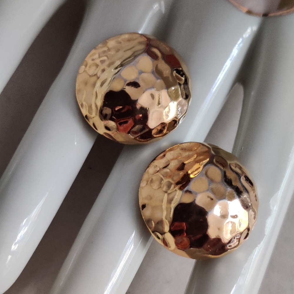 Vintage Trifari Hammered Domed Earrings